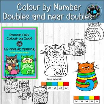 Addition Doubles and Near Doubles - Cat coloring