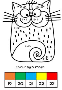 Addition Doubles and Near Doubles - Cat coloring