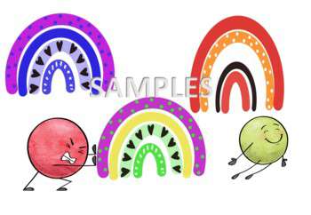 Brightly coloured Rainbows- CLIPART