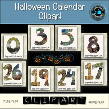 HALLOWEEN CALENDAR NUMBERS CLIPART