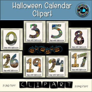 HALLOWEEN CALENDAR NUMBERS CLIPART