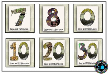 HALLOWEEN CALENDAR NUMBERS CLIPART