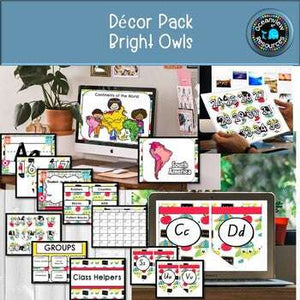 DECOR PACK -BRIGHT OWLS DESIGN  (Editable)