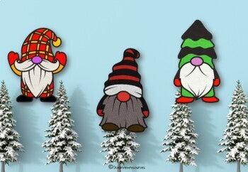 Scandinavian Gnomes (with fabric textures) Clipart set