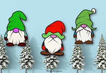 Scandinavian Gnomes (with fabric textures) Clipart set