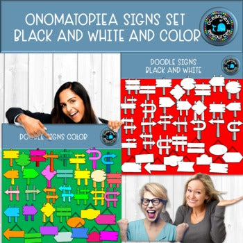 Signs Clipart BUNDLE black and white and color