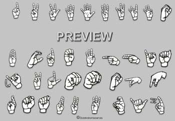 ASL Sign language clipart Alphabet and numbers 0-9