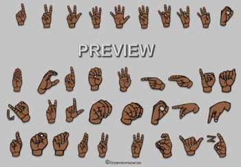 ASL Sign language clipart Alphabet and numbers 0-9