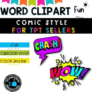 Onomatopoeia and Cartoon Word clipart Color -Comic Book  Style