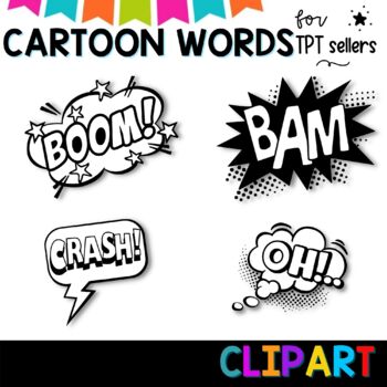 Onomatopoeia and Cartoon Word clipart Color -Comic Book  Style