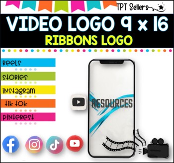 VIDEO LOGO-VERTICAL  9 x 16 for Social Media and Pinterest I Ribbons Logo