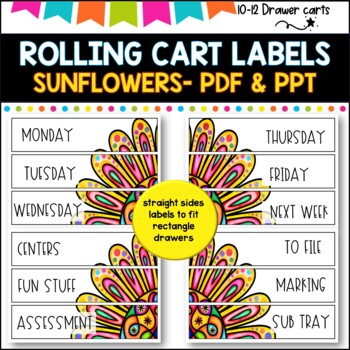 10 Drawer Rolling Cart Labels | BRIGHT SUNFLOWER DESIGN I Teacher Trolley