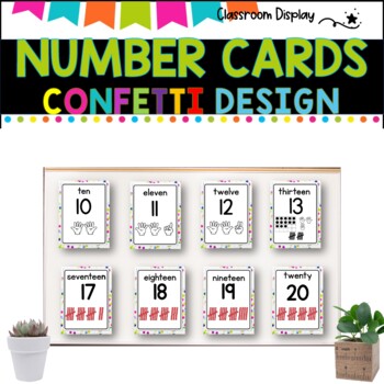 NUMBER POSTERS with ten frames l Classroom Decor l CONFETTI DESIGN