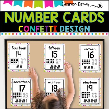 NUMBER POSTERS with ten frames l Classroom Decor l CONFETTI DESIGN