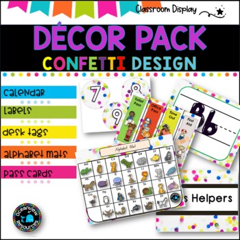 DECOR PACK l Classroom Labels + Signs Pack  |  FUN CONFETTI DESIGN