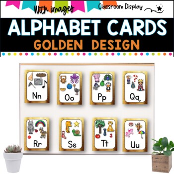 ALPHABET POSTERS with Pictures l DECOR l GOLDEN METALLIC DESIGN