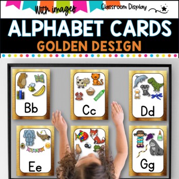 ALPHABET POSTERS with Pictures l DECOR l GOLDEN METALLIC DESIGN