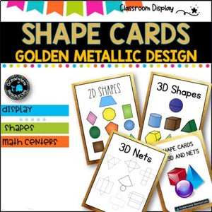 SHAPES POSTERS I 2D, 3D and Nets of Shapes l Classroom Decor I GOLDEN DESIGN
