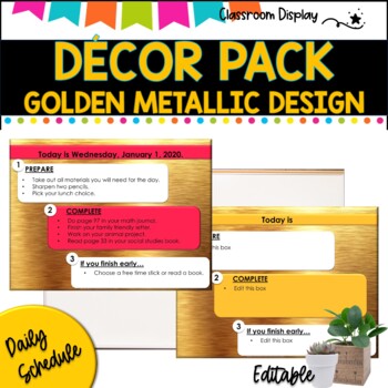 DECOR PACK l Classroom Labels + Signs Pack | GOLD METALLIC DESIGN