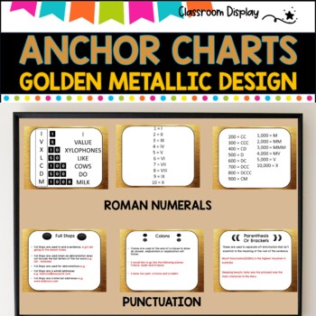 ANCHOR CHARTS I X, Roman Numerals, Continents, Punctuation | GOLD METAL DESIGN