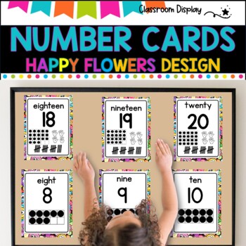 NUMBER POSTERS with ten frames l Classroom Decor l SMILEY FACES DESIGN