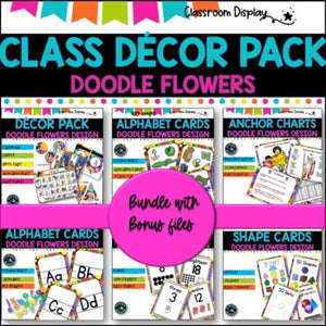 MASSIVE DECOR BUNDLE I Classroom Labels + Signs Pack |RETRO FLOWER DESIGN