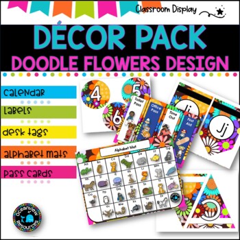 MASSIVE DECOR BUNDLE I Classroom Labels + Signs Pack |RETRO FLOWER DESIGN