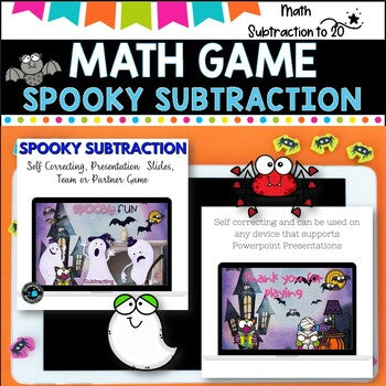 SUBTRACTION WITHIN 20 l PowerPoint Team Game l Spooky Fun