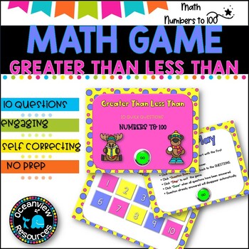 NO PREP MATH GAME l GREATER AND LESS THAN- numbers to 100 l POWERPOINT GAME