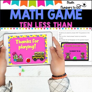 NO PREP MATH GAME l GREATER AND LESS THAN- numbers to 100 l POWERPOINT GAME