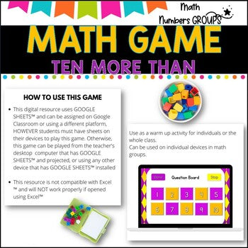 NO PREP MATH GAME l TEN MORE THAN numbers to 20 l POWERPOINT GAME