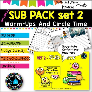 Emergency SUB PACK/PLANS NO PREP December -Literacy and Number -Grades 1-2 SET 3