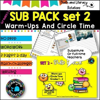 Emergency SUB PACKS/PLANS No Prep  Numeracy and literacy groups Grades 1-2