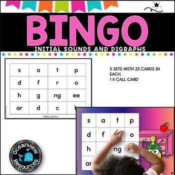 Bingo Cards- Complete set for initial sounds and Digraphs-