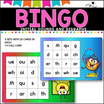 Bingo Cards- Complete set for initial sounds and Digraphs-