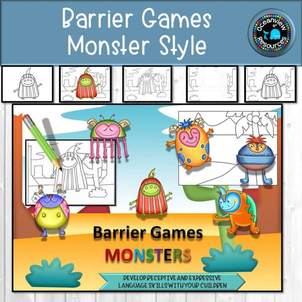 Barrier Game- MONSTER THEME. - Oceanview Education and Teaching Supplies 