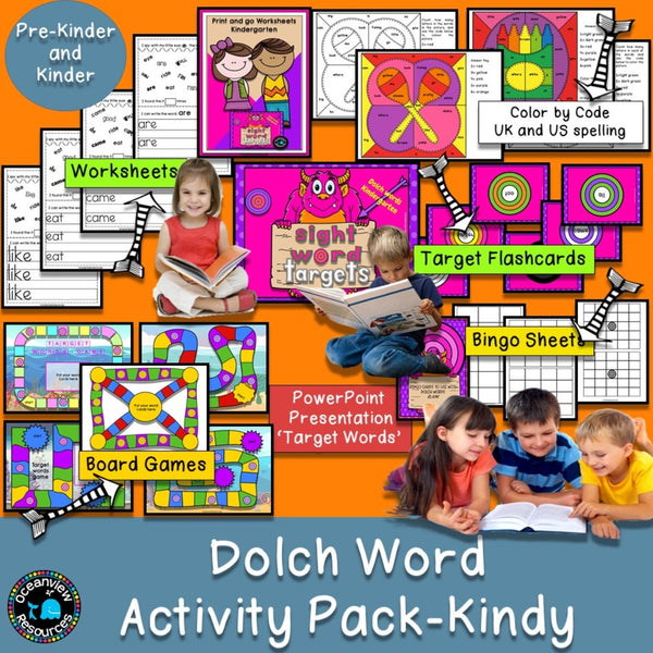 Dolch word Activity Pack-KINDERGARTEN - Oceanview Education and Teaching Supplies 