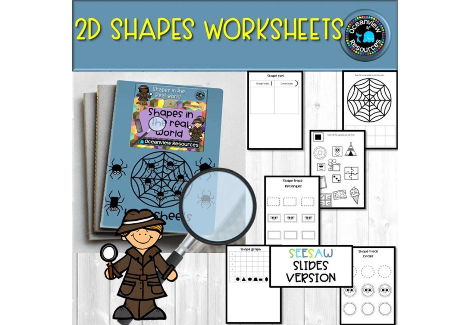 2D worksheets - UK and AUS/UK spelling SEESAW version.