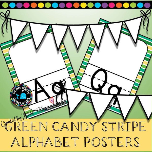 Alphabet Posters -  GREEN CANDY STRIPE