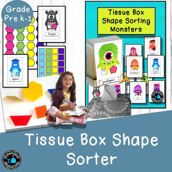 2D Shape Sort- Tissue box monsters - Oceanview Education and Teaching Supplies 