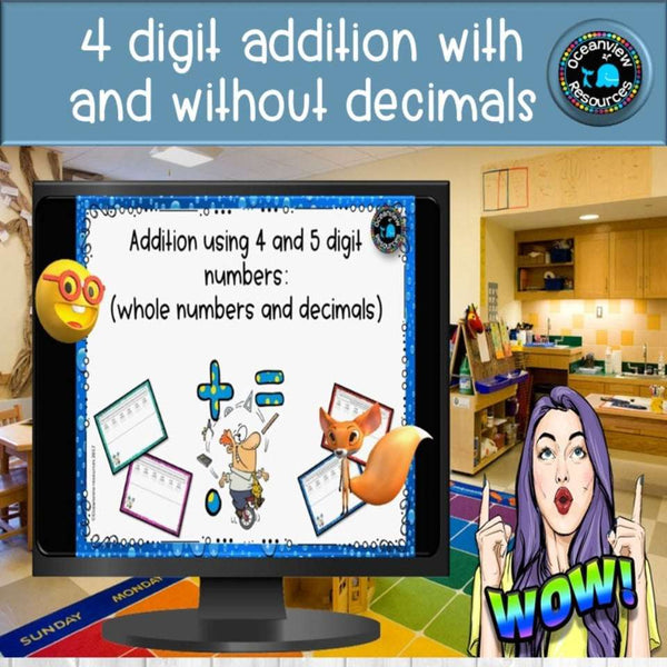 Addition of 4 digit numbers and decimals - Oceanview Education and Teaching Supplies 