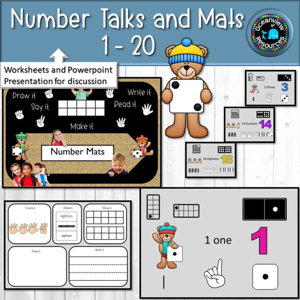 Number talks and worksheets 1-20 - Oceanview Education and Teaching Supplies 