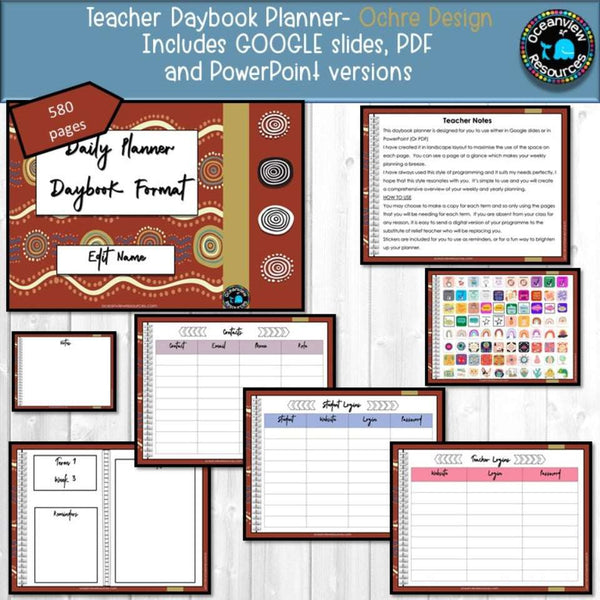 Daybook Planner for Teachers- OCHRE THEMED.