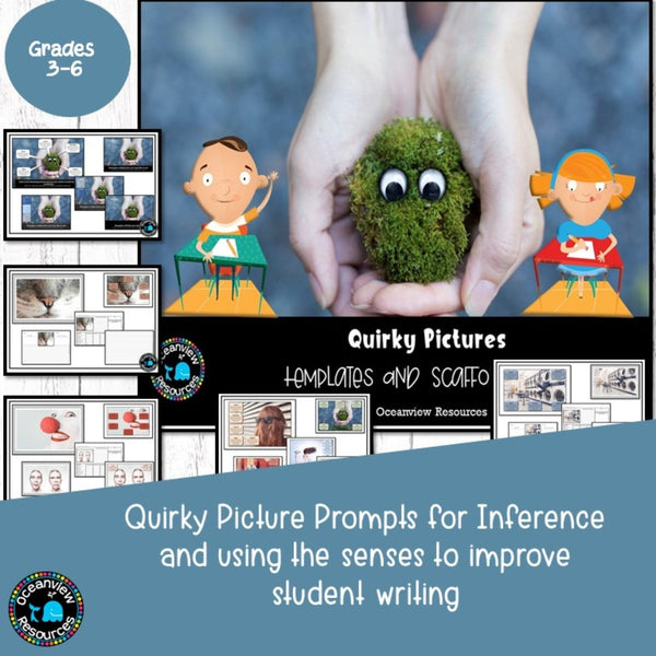 Quirky Stimulus Pictures with scaffolds for writing (Set 1) - Oceanview Education and Teaching Supplies 